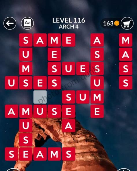 Wordscapes Level 116, Arch 4 Answers .